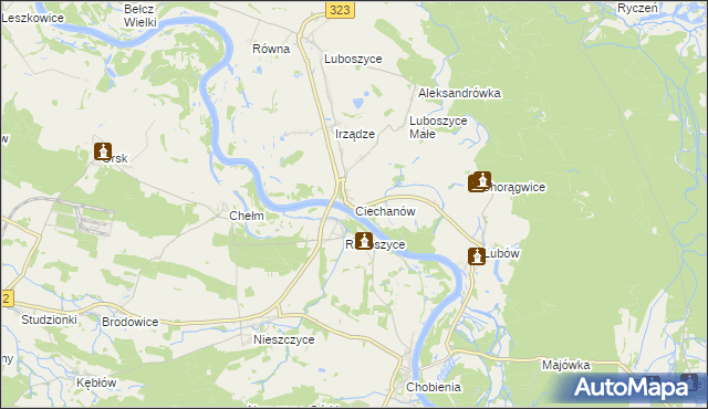 mapa Ciechanów gmina Jemielno, Ciechanów gmina Jemielno na mapie Targeo