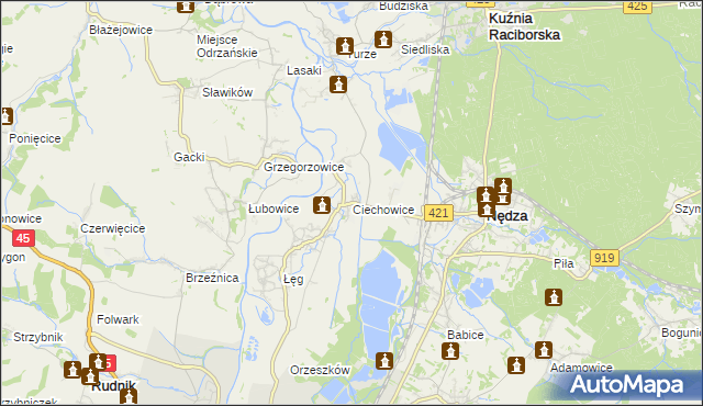 mapa Ciechowice, Ciechowice na mapie Targeo