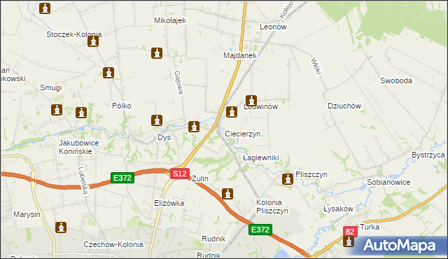 mapa Ciecierzyn gmina Niemce, Ciecierzyn gmina Niemce na mapie Targeo