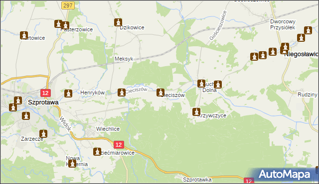 mapa Cieciszów, Cieciszów na mapie Targeo