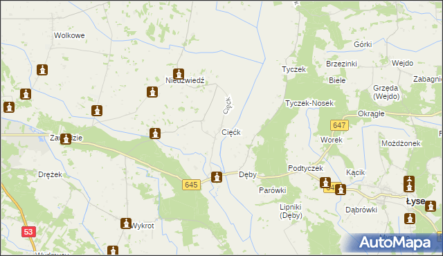 mapa Cięćk, Cięćk na mapie Targeo