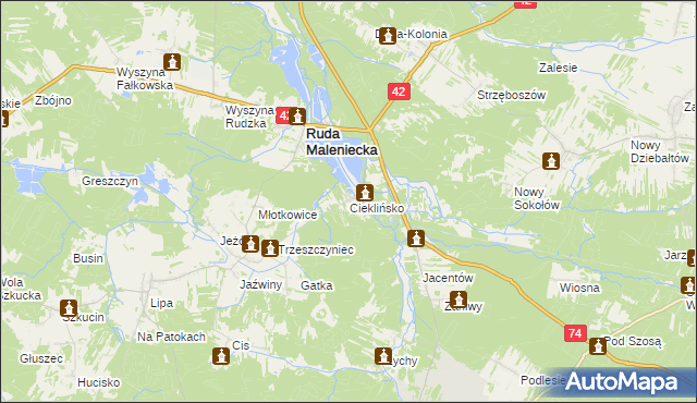 mapa Cieklińsko, Cieklińsko na mapie Targeo