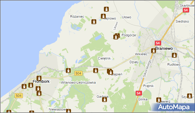 mapa Cielętnik, Cielętnik na mapie Targeo