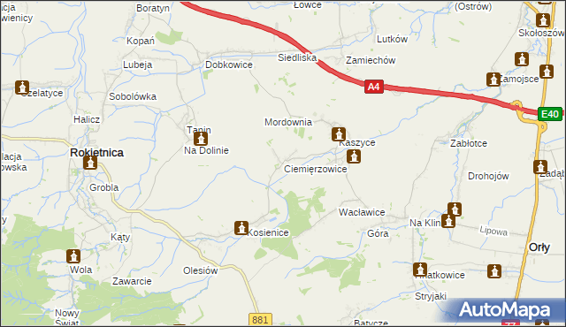 mapa Ciemięrzowice, Ciemięrzowice na mapie Targeo