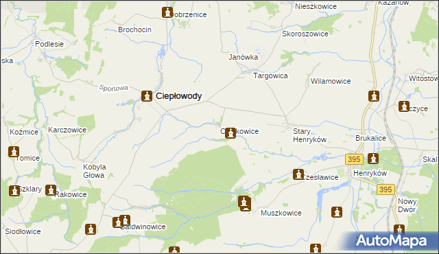 mapa Cienkowice, Cienkowice na mapie Targeo