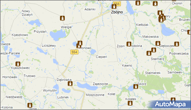 mapa Ciepień, Ciepień na mapie Targeo