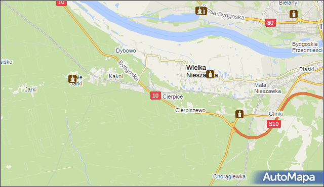 mapa Cierpice gmina Wielka Nieszawka, Cierpice gmina Wielka Nieszawka na mapie Targeo