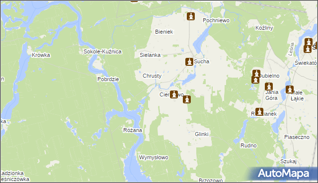 mapa Cierplewo, Cierplewo na mapie Targeo