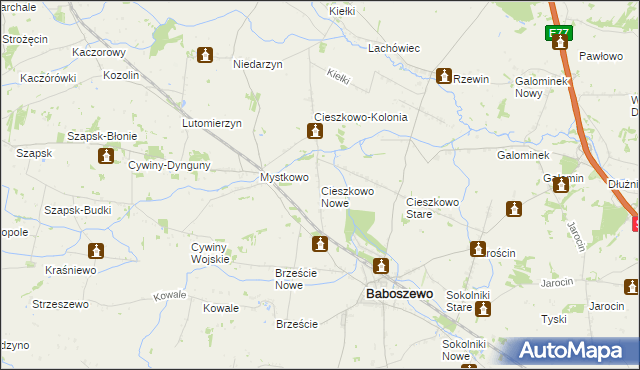 mapa Cieszkowo Nowe, Cieszkowo Nowe na mapie Targeo