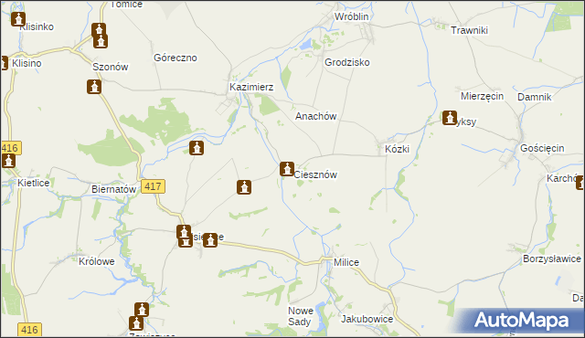 mapa Ciesznów, Ciesznów na mapie Targeo