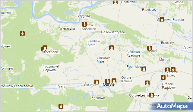 mapa Ciółkowo Małe, Ciółkowo Małe na mapie Targeo