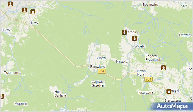 mapa Cisów gmina Daleszyce, Cisów gmina Daleszyce na mapie Targeo