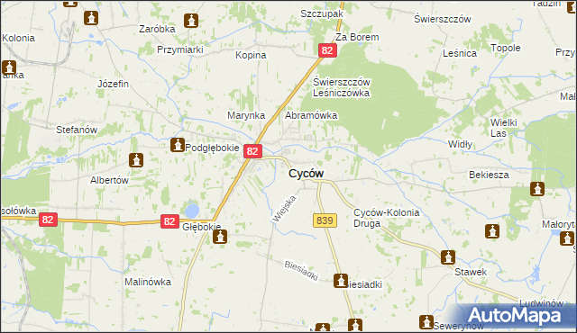 mapa Cyców, Cyców na mapie Targeo