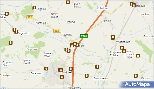 mapa Czacz gmina Śmigiel, Czacz gmina Śmigiel na mapie Targeo