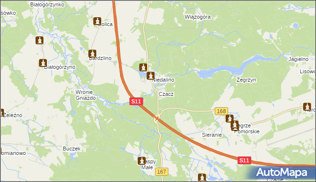 mapa Czacz gmina Świeszyno, Czacz gmina Świeszyno na mapie Targeo