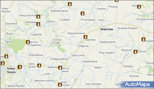 mapa Czajęcice, Czajęcice na mapie Targeo