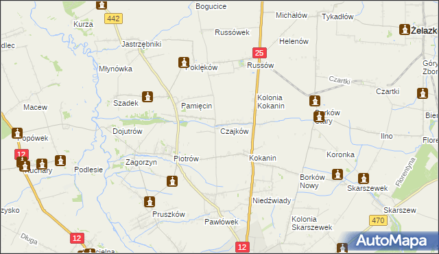 mapa Czajków gmina Blizanów, Czajków gmina Blizanów na mapie Targeo