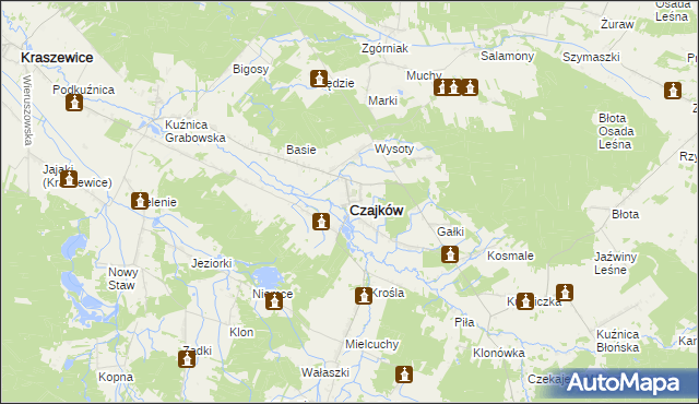 mapa Czajków powiat ostrzeszowski, Czajków powiat ostrzeszowski na mapie Targeo