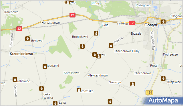 mapa Czajkowo gmina Gostyń, Czajkowo gmina Gostyń na mapie Targeo