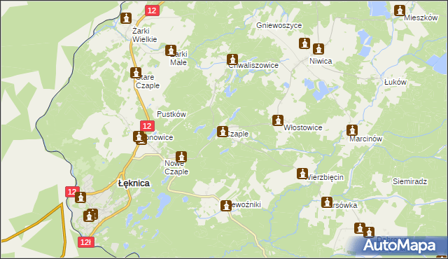 mapa Czaple gmina Trzebiel, Czaple gmina Trzebiel na mapie Targeo