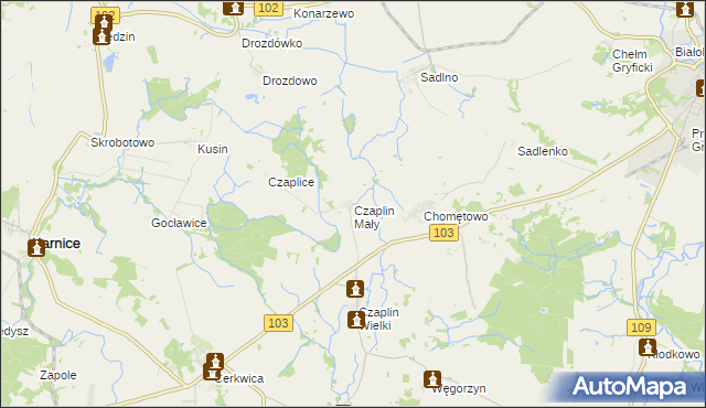 mapa Czaplin Mały, Czaplin Mały na mapie Targeo