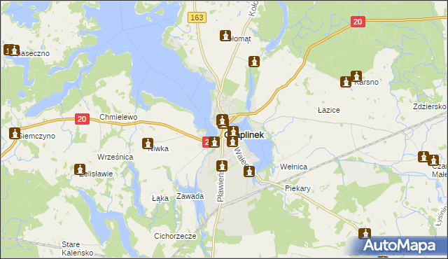 mapa Czaplinek powiat drawski, Czaplinek powiat drawski na mapie Targeo