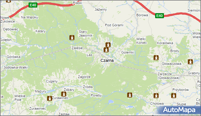 mapa Czarna powiat dębicki, Czarna powiat dębicki na mapie Targeo