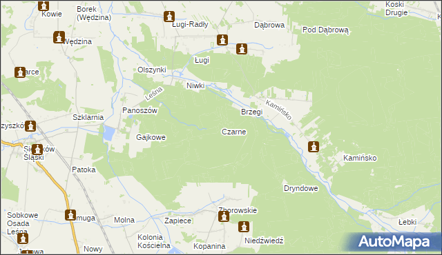 mapa Czarne gmina Ciasna, Czarne gmina Ciasna na mapie Targeo