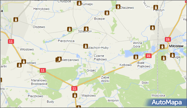 mapa Czarne Piątkowo, Czarne Piątkowo na mapie Targeo