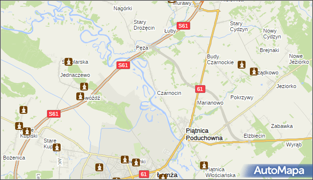 mapa Czarnocin gmina Piątnica, Czarnocin gmina Piątnica na mapie Targeo