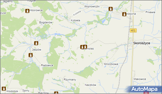 mapa Czarnolas gmina Skoroszyce, Czarnolas gmina Skoroszyce na mapie Targeo