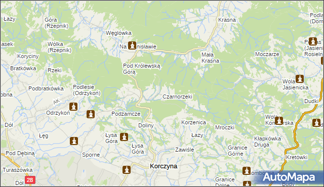 mapa Czarnorzeki, Czarnorzeki na mapie Targeo