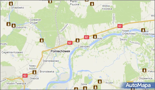 mapa Czarnowo gmina Pomiechówek, Czarnowo gmina Pomiechówek na mapie Targeo