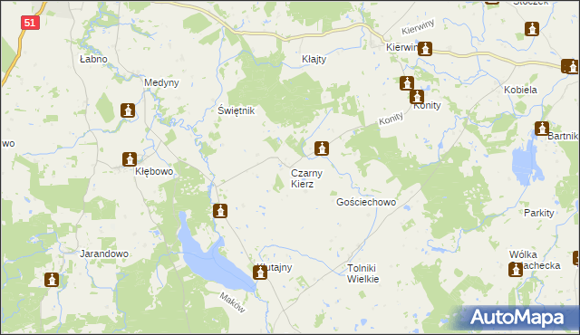 mapa Czarny Kierz, Czarny Kierz na mapie Targeo