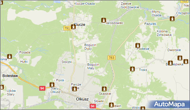 mapa Czarny Las gmina Olkusz, Czarny Las gmina Olkusz na mapie Targeo