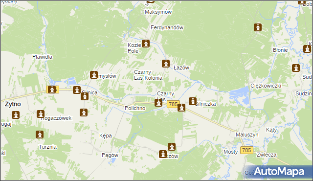 mapa Czarny Las gmina Żytno, Czarny Las gmina Żytno na mapie Targeo