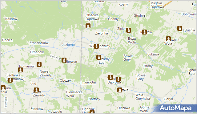 mapa Czarny Ług, Czarny Ług na mapie Targeo