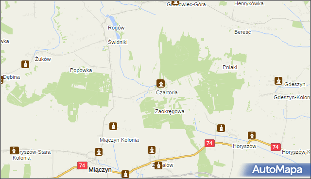 mapa Czartoria gmina Miączyn, Czartoria gmina Miączyn na mapie Targeo