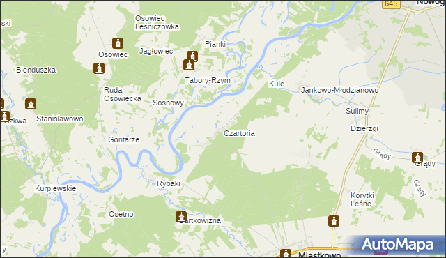 mapa Czartoria gmina Miastkowo, Czartoria gmina Miastkowo na mapie Targeo