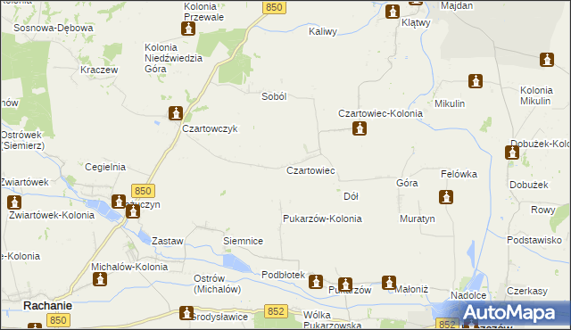 mapa Czartowiec gmina Tyszowce, Czartowiec gmina Tyszowce na mapie Targeo