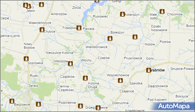 mapa Czażów, Czażów na mapie Targeo