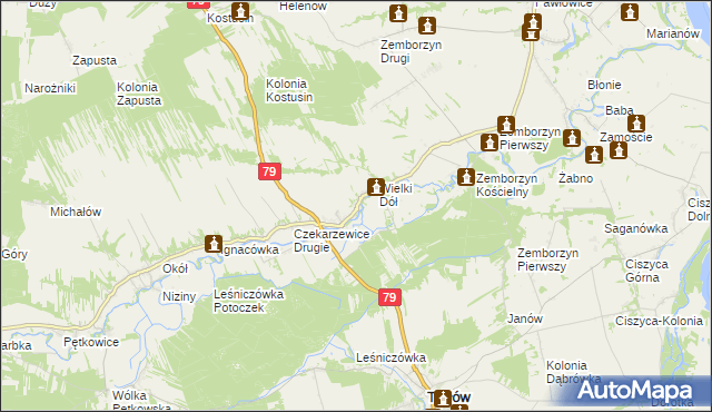 mapa Czekarzewice Pierwsze, Czekarzewice Pierwsze na mapie Targeo