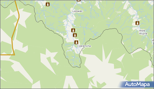 mapa Czeremcha gmina Jaśliska, Czeremcha gmina Jaśliska na mapie Targeo