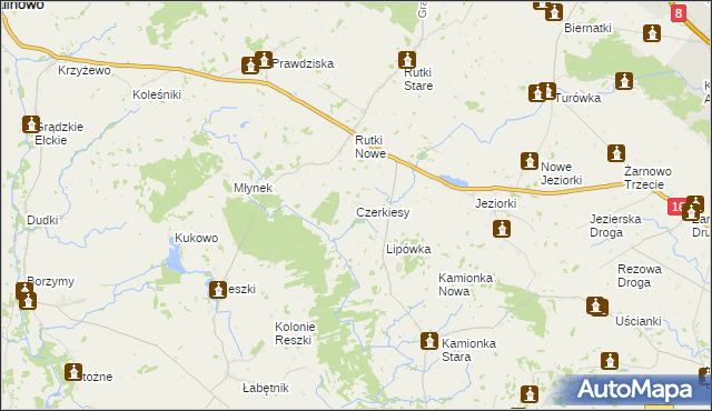 mapa Czerkiesy gmina Augustów, Czerkiesy gmina Augustów na mapie Targeo