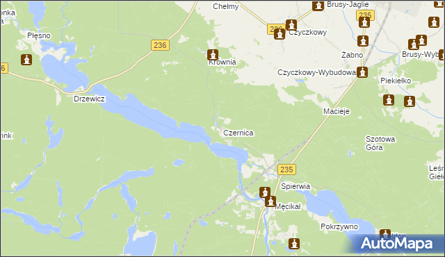 mapa Czernica gmina Brusy, Czernica gmina Brusy na mapie Targeo