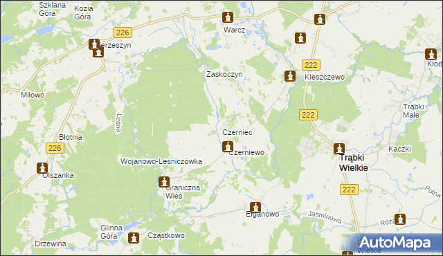 mapa Czerniec gmina Trąbki Wielkie, Czerniec gmina Trąbki Wielkie na mapie Targeo