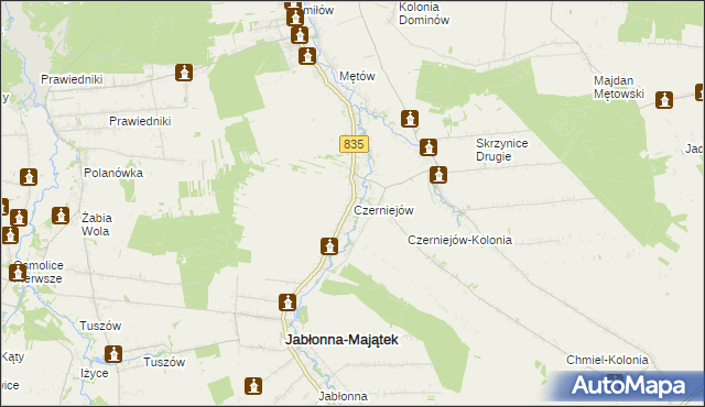 mapa Czerniejów gmina Jabłonna, Czerniejów gmina Jabłonna na mapie Targeo