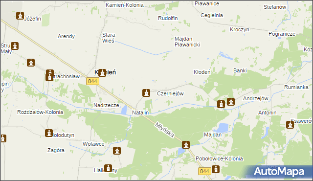 mapa Czerniejów gmina Kamień, Czerniejów gmina Kamień na mapie Targeo