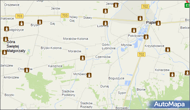 mapa Czerników gmina Piątek, Czerników gmina Piątek na mapie Targeo