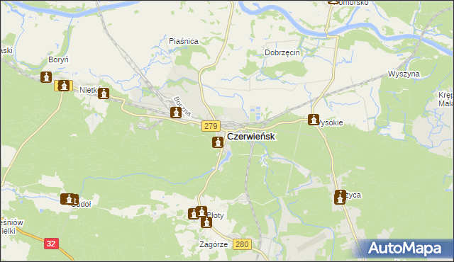 mapa Czerwieńsk, Czerwieńsk na mapie Targeo